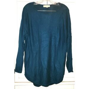 Michael Michael Kors Dark Green Teal Knit Sweater Side Zippers Size Large